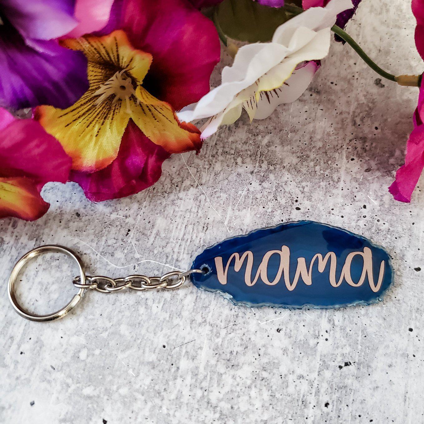 Mama Crystal Agate Keychain