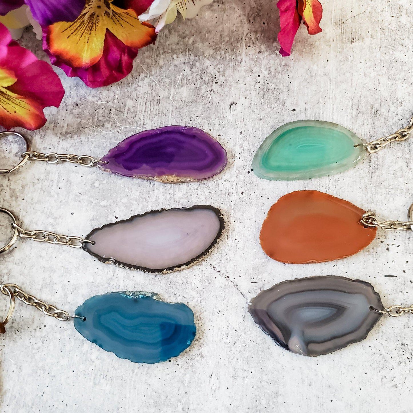 Mama Crystal Agate Keychain