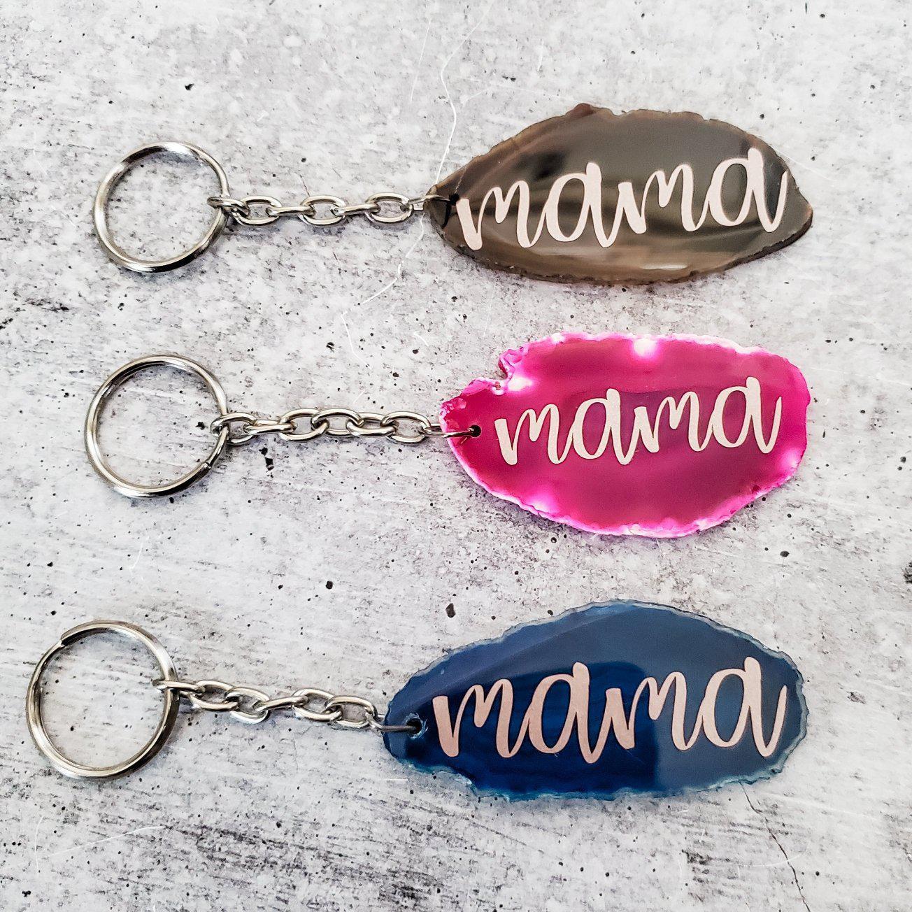 Mama Crystal Agate Keychain