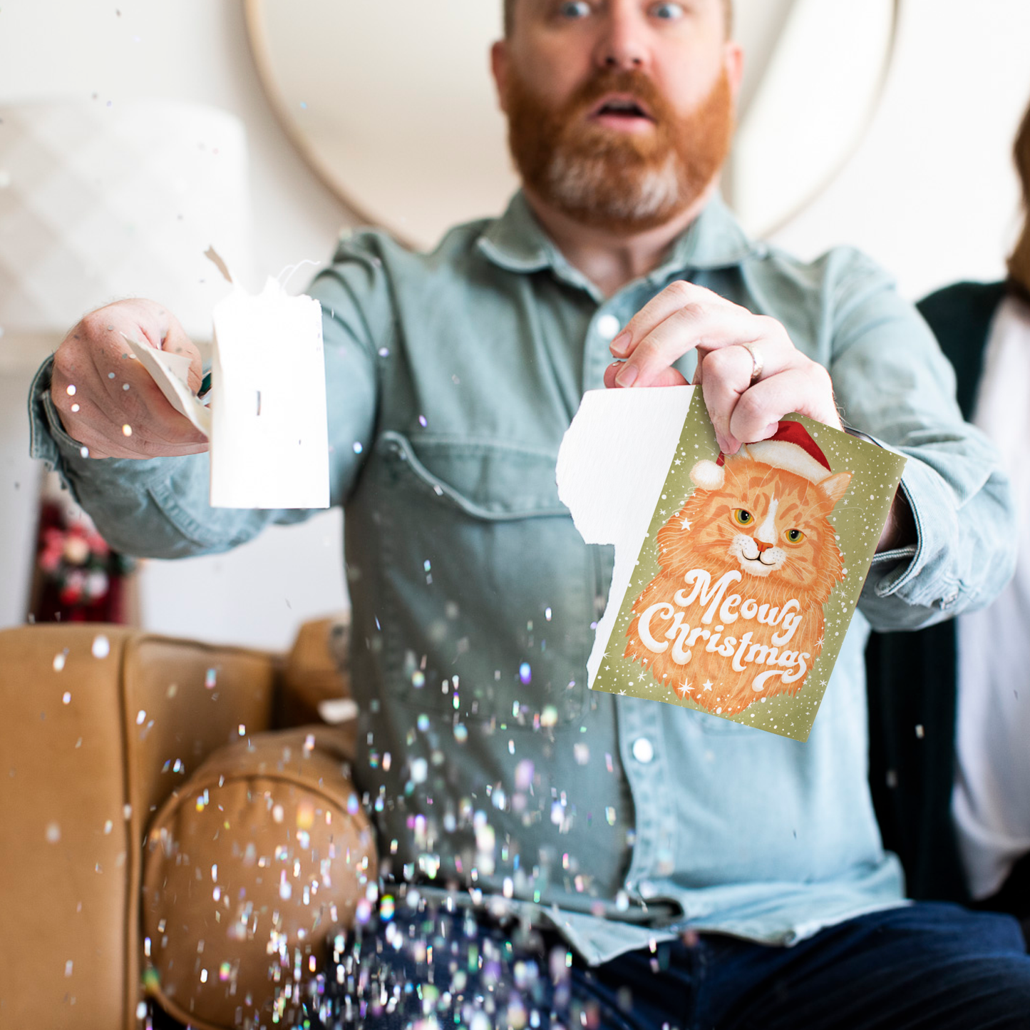 Endless Meowy Christmas Card with Glitter