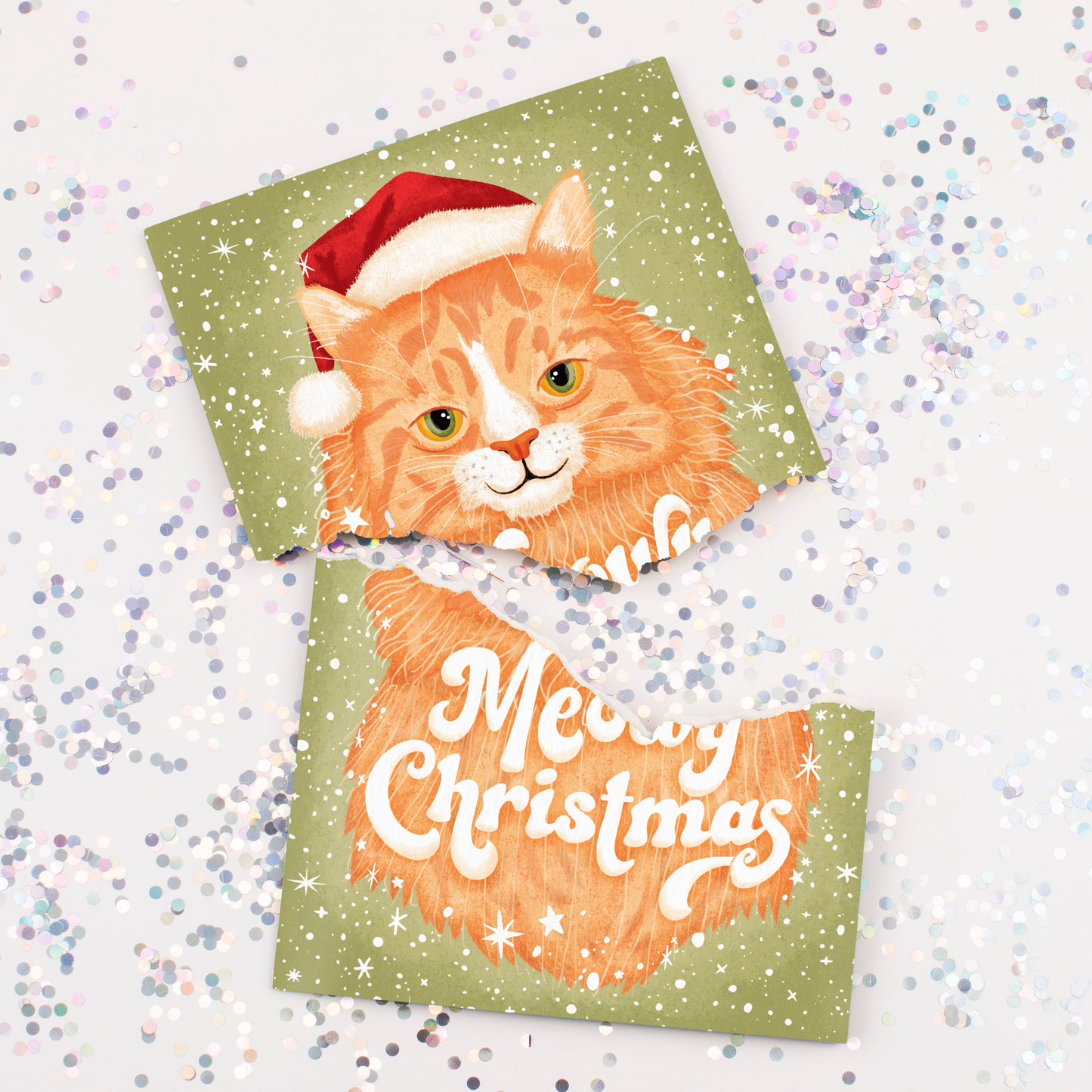 Endless Meowy Christmas Card with Glitter