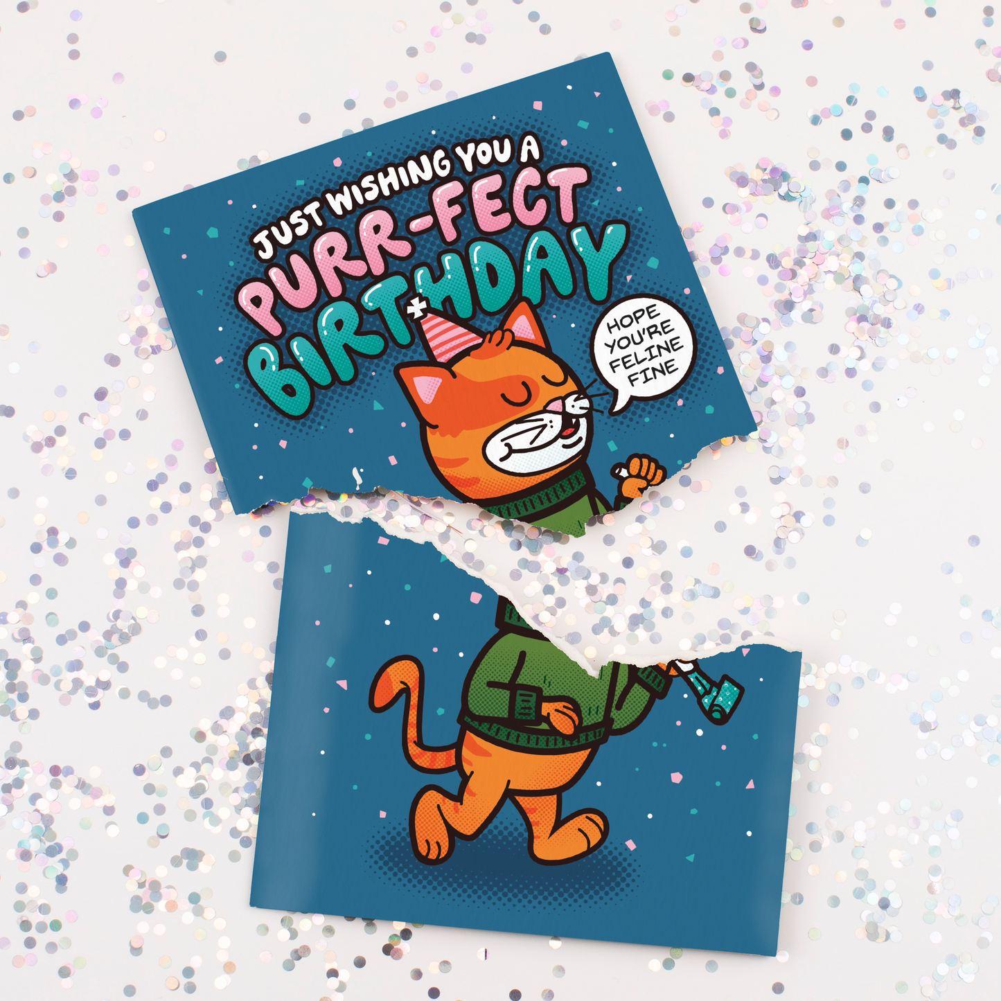 Endless Cool Cat Birthday Card with Glitter