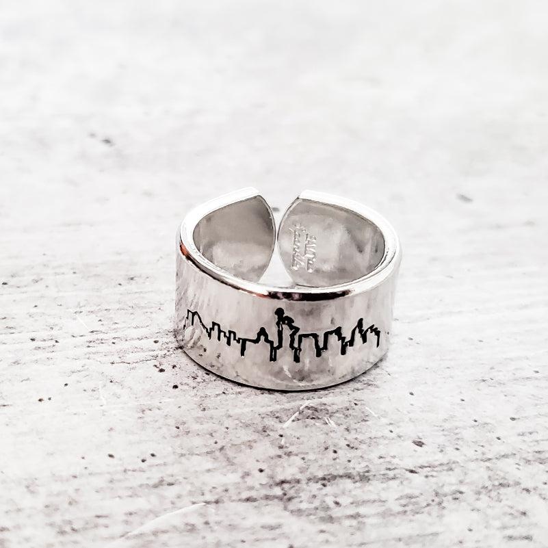 New York City Skyline Aluminum Open Ring