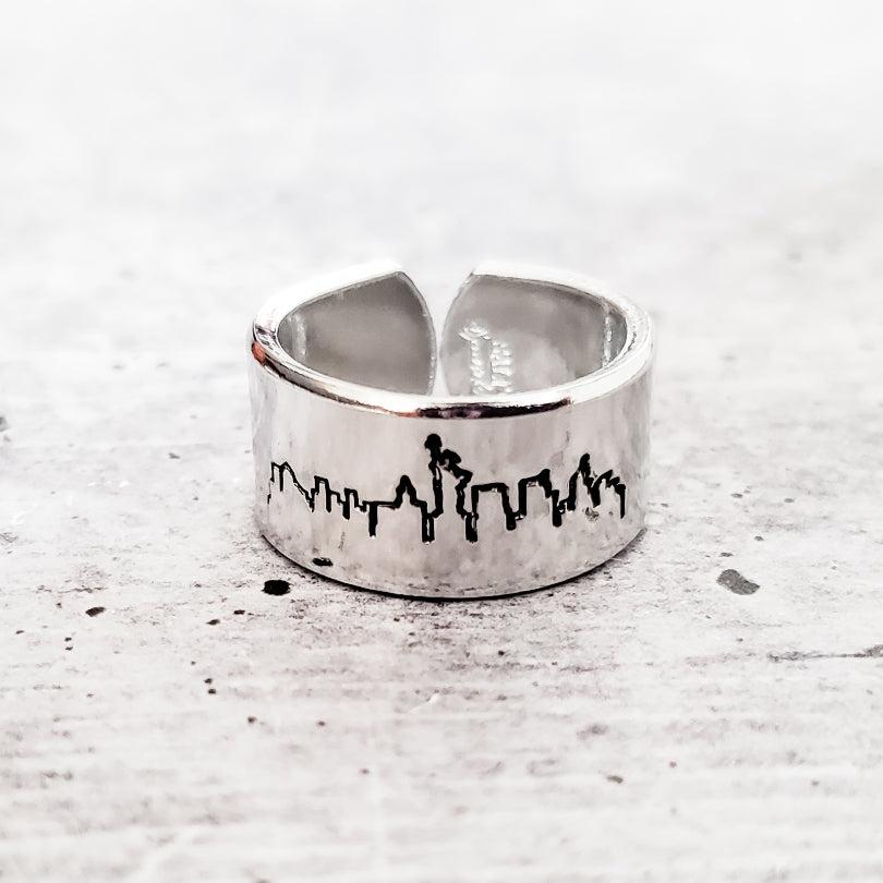 New York City Skyline Aluminum Open Ring