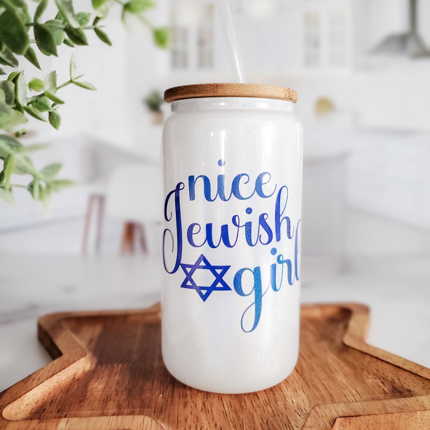 Nice Jewish Girl Printed Glass Can Cup