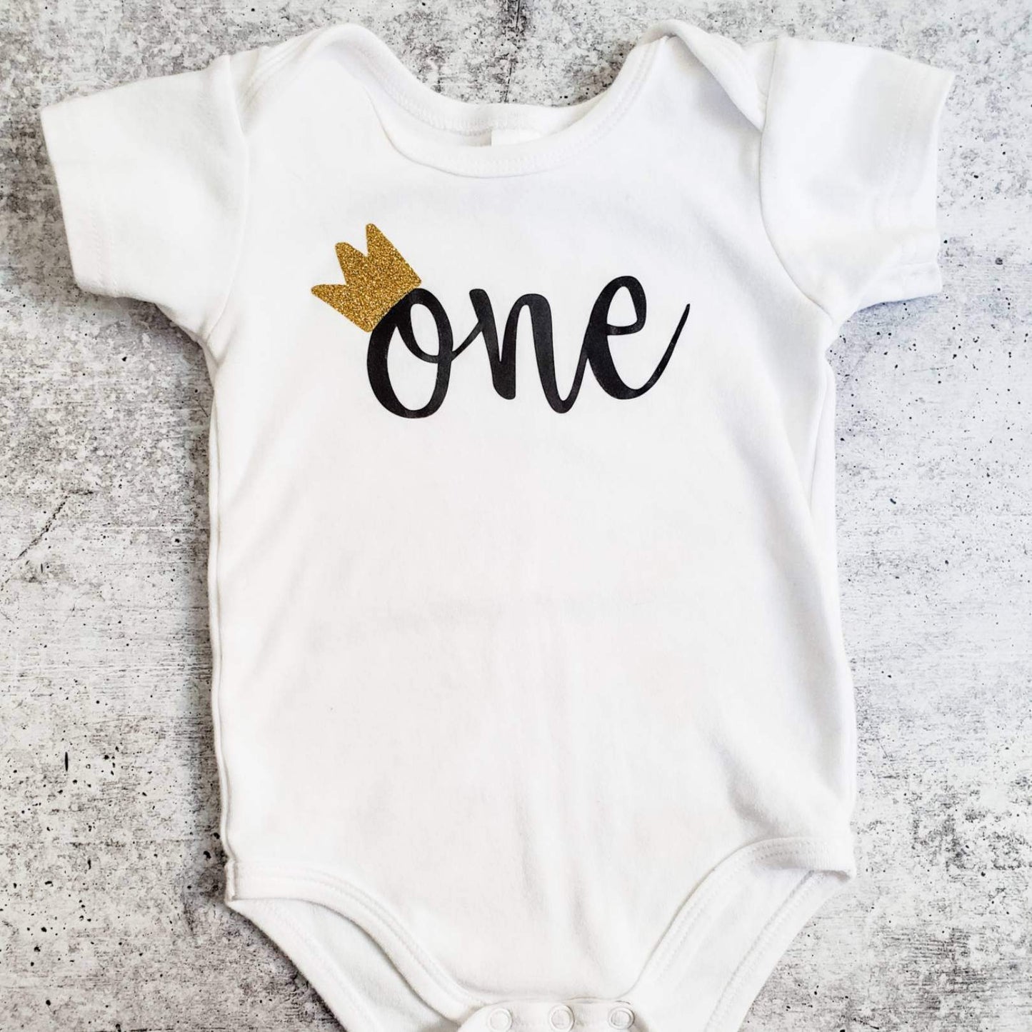 ONE Year Old Short Sleeve Baby Bodysuit