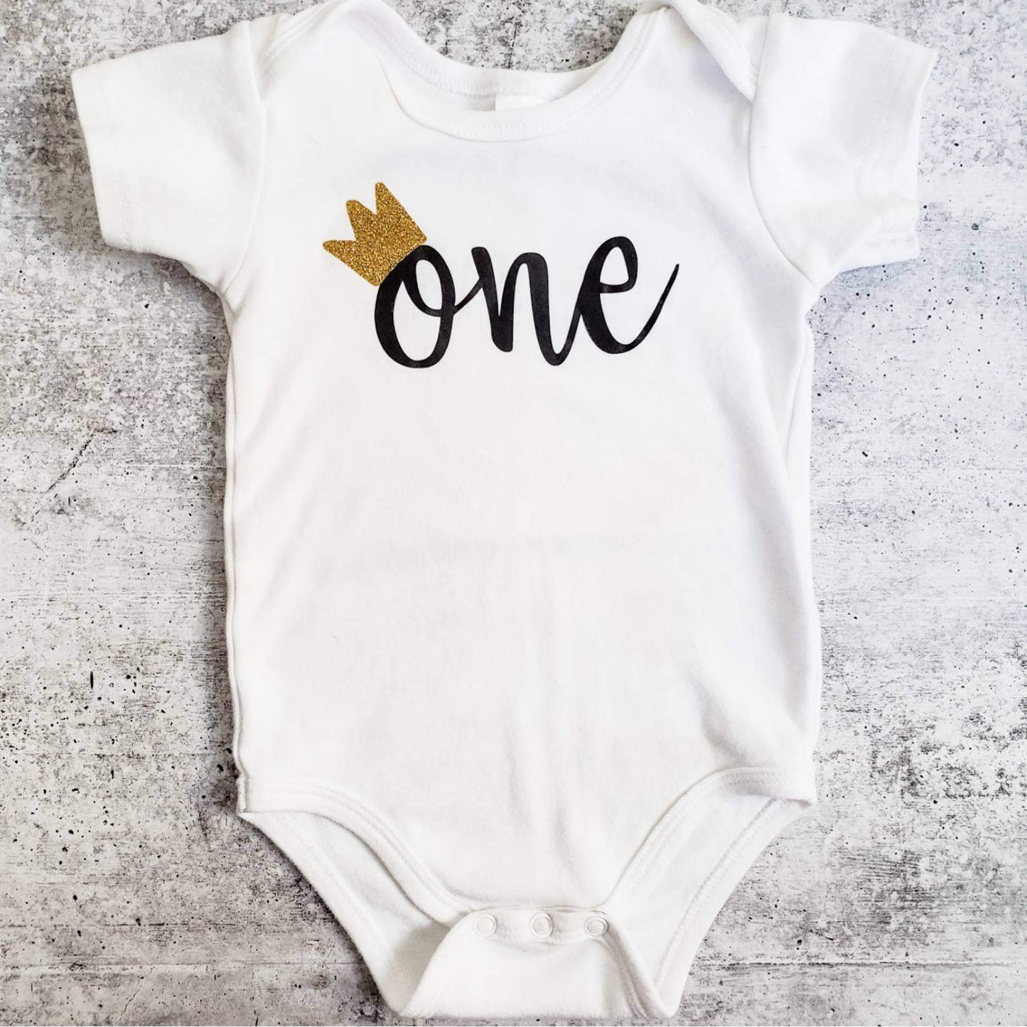 ONE Year Old Short Sleeve Baby Bodysuit