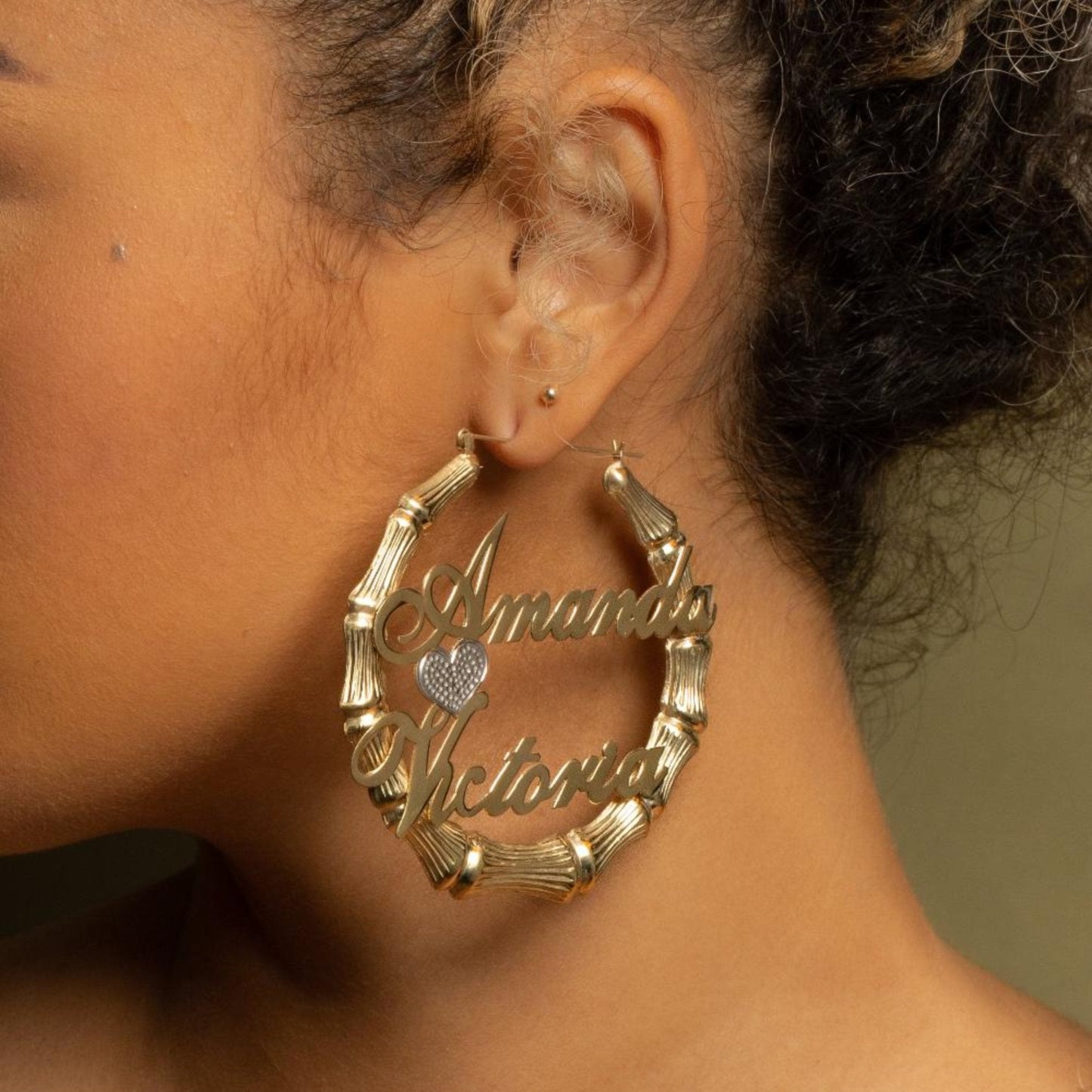 Couples Bamboo Hoop Earrings