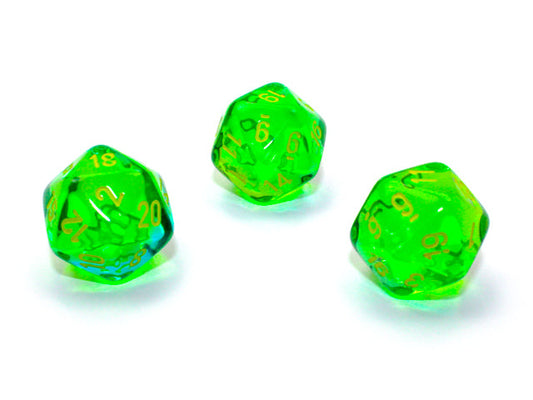 Gemini® Polyhedral Translucent Green-Teal/yellow d20 (Sold per die)