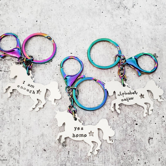 PRIDE Unicorn Keychain