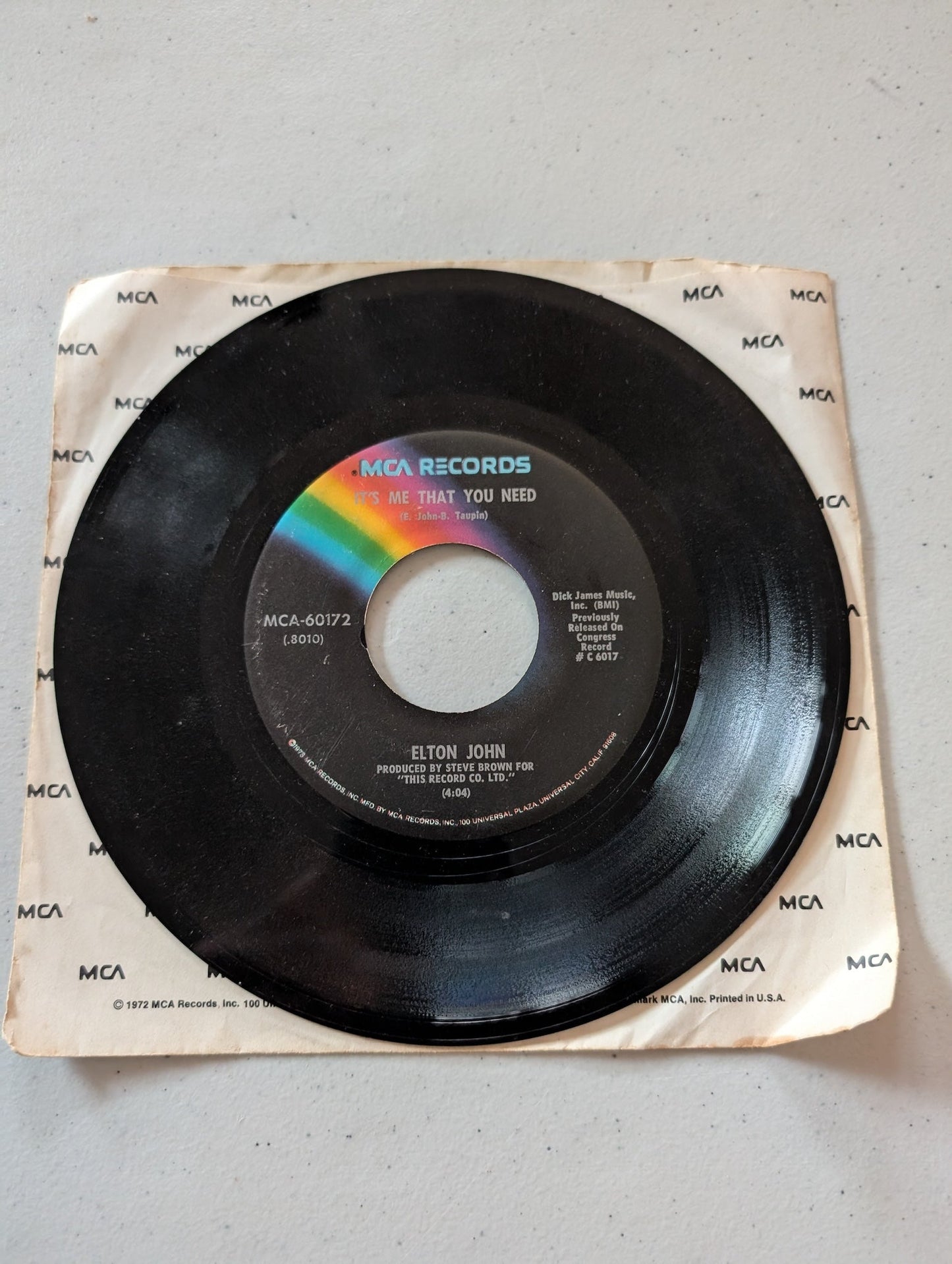 Elton John - Lady Samantha - It's Me That You Need (7 in, 45 RPM, Single, Vinyl Record Album)