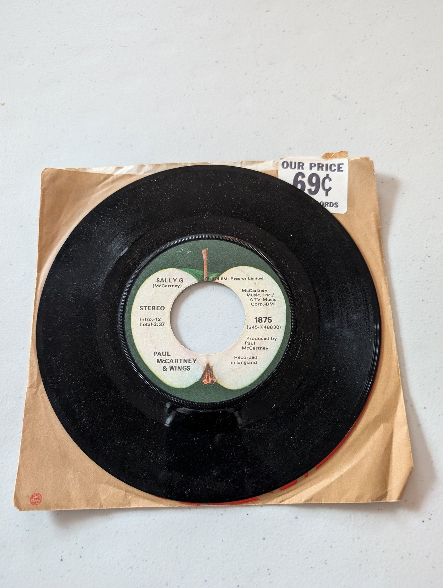 PAUL McCARTNEY & WINGS - Junior's Farm - Sally G Apple Records (7 in, 45 RPM, Single, Vinyl Record Album)