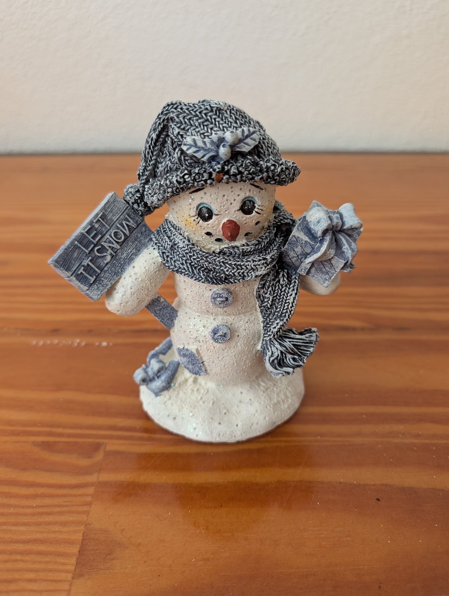 "Let it Snow" Snowman from Unknown -  Holiday Decor (Resin Figurine, Whimsical, Modern Farmhouse, White, Grey, Black)