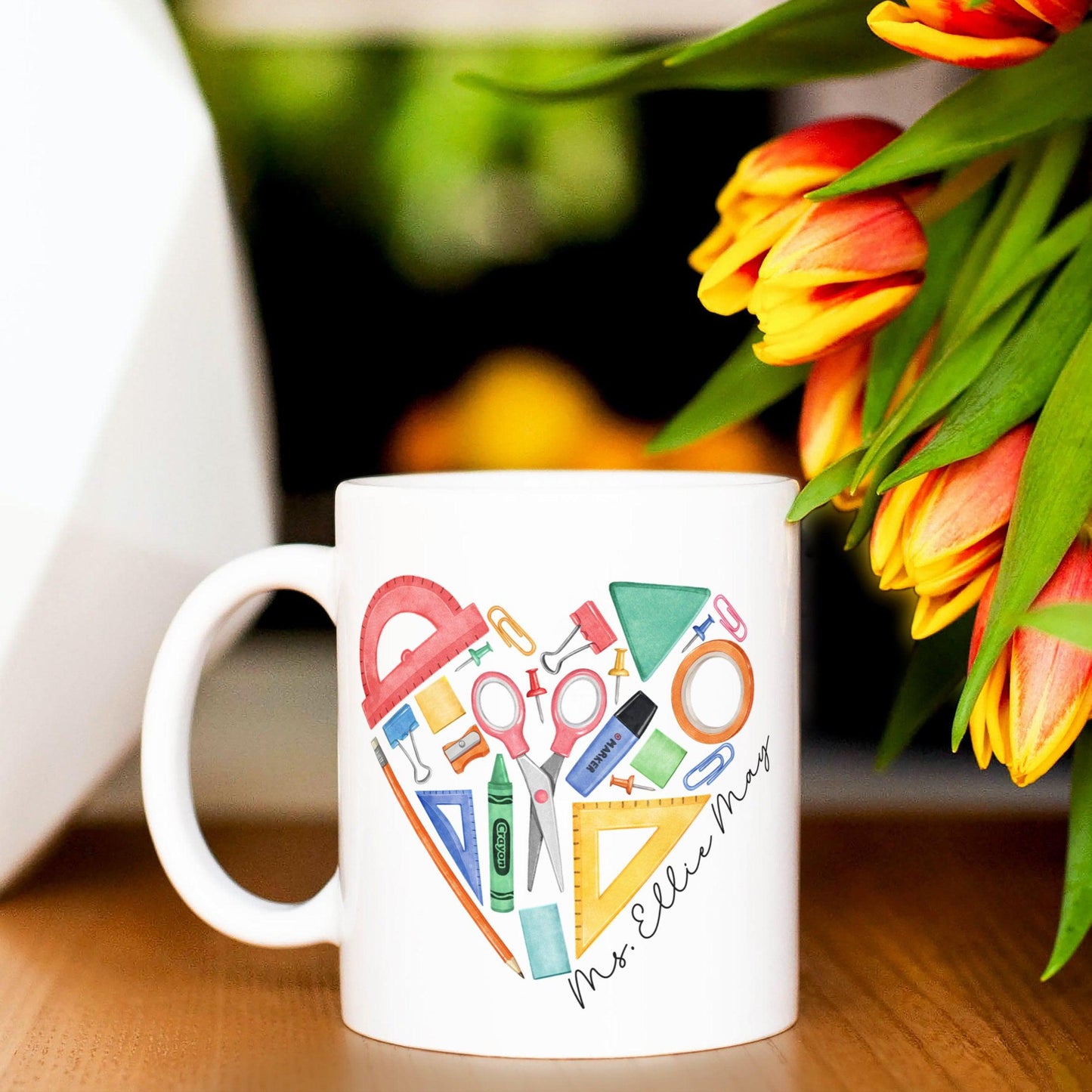 Personalized Heart Teacher Mug