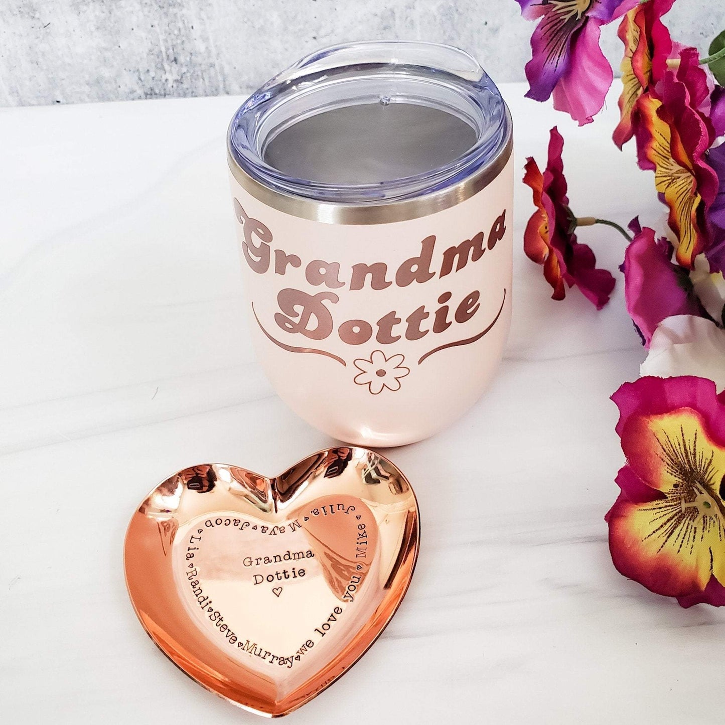 Personalized Heart Trinket Dish for Grandma