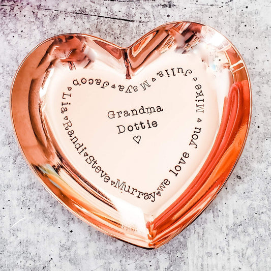 Personalized Heart Trinket Dish for Grandma