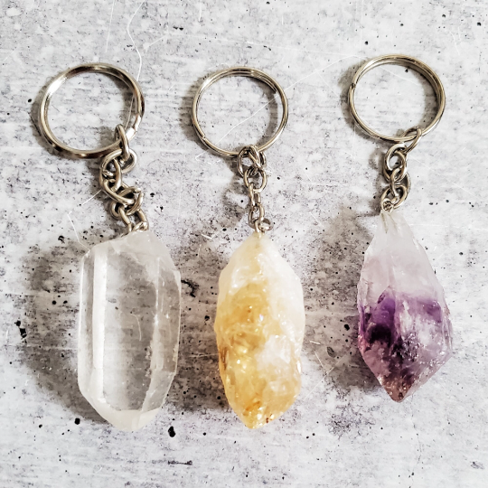 Personalized Raw Crystal Keychain