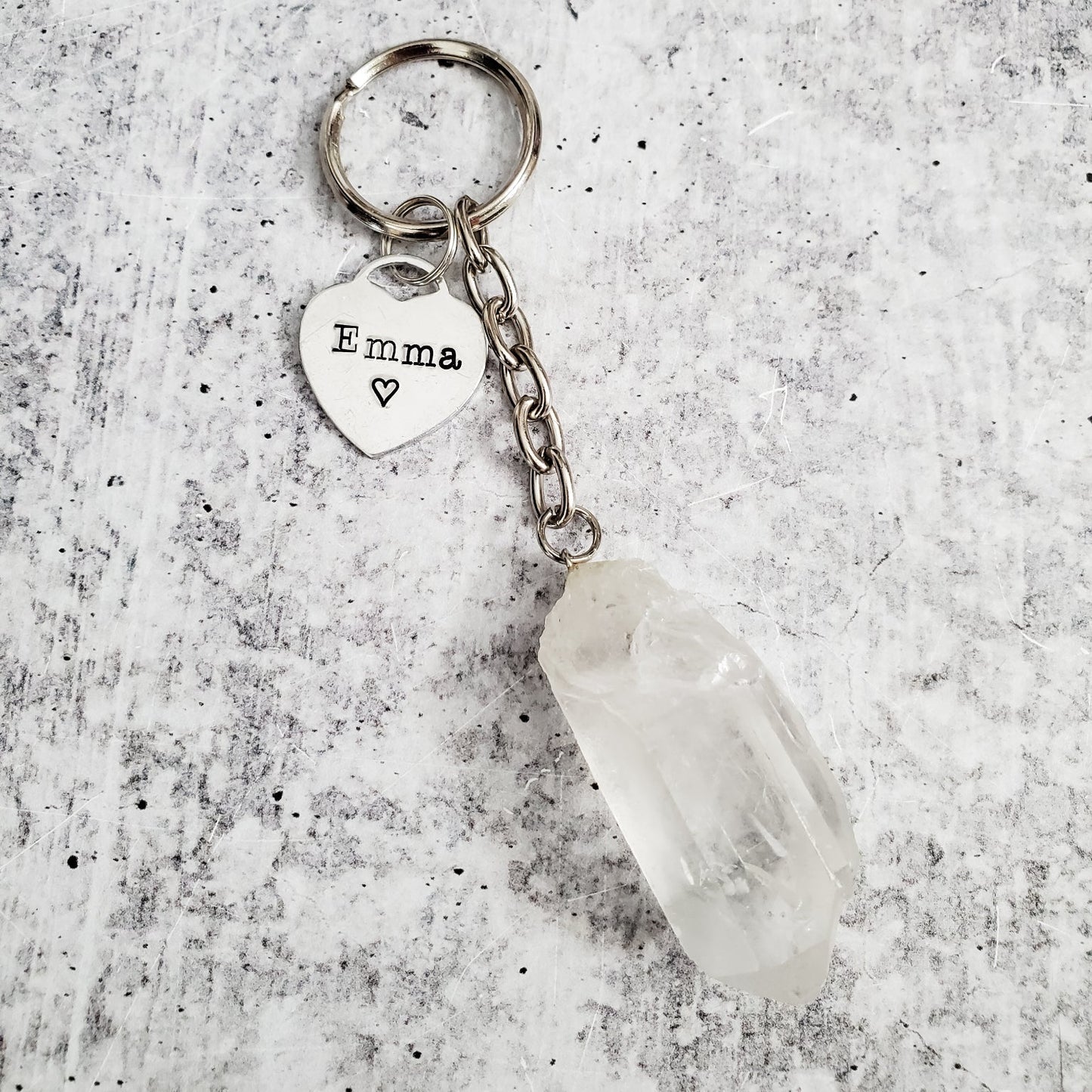 Personalized Raw Crystal Keychain