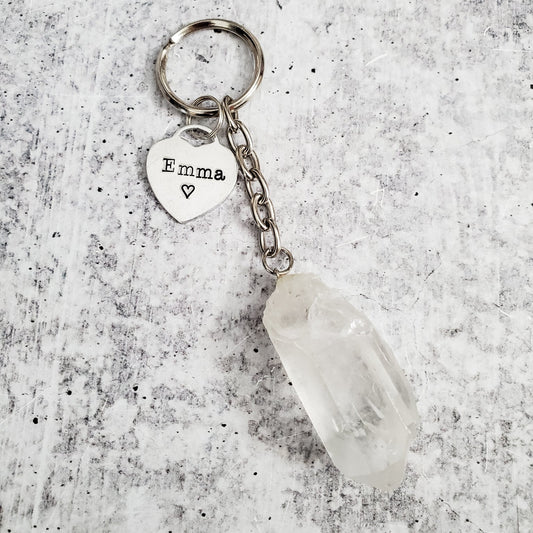 Personalized Raw Crystal Keychain
