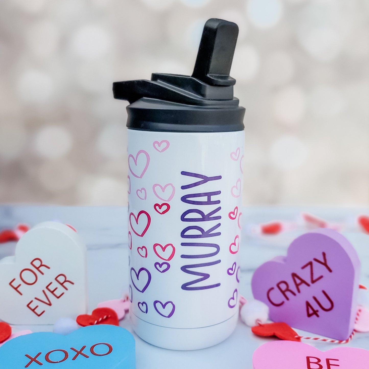 Personalized Valentine Heart Kids Sippy Cup