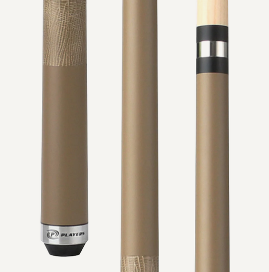 Players Aged Oak Beige Paint, Stainless Steel Joints, Matte Finish, Beige Lizard Embossed Leather Wrap
