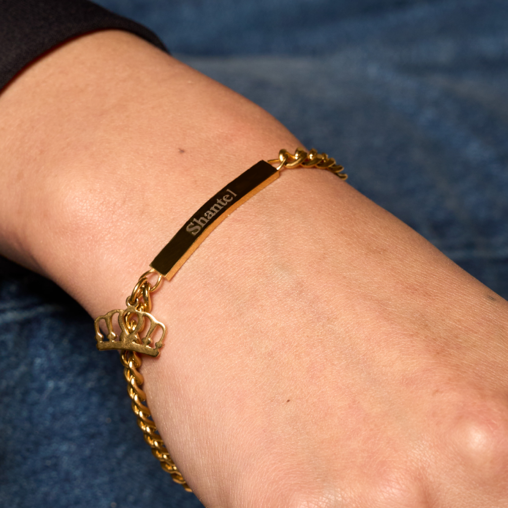 Royal Cuban Engraved Bar Bracelet