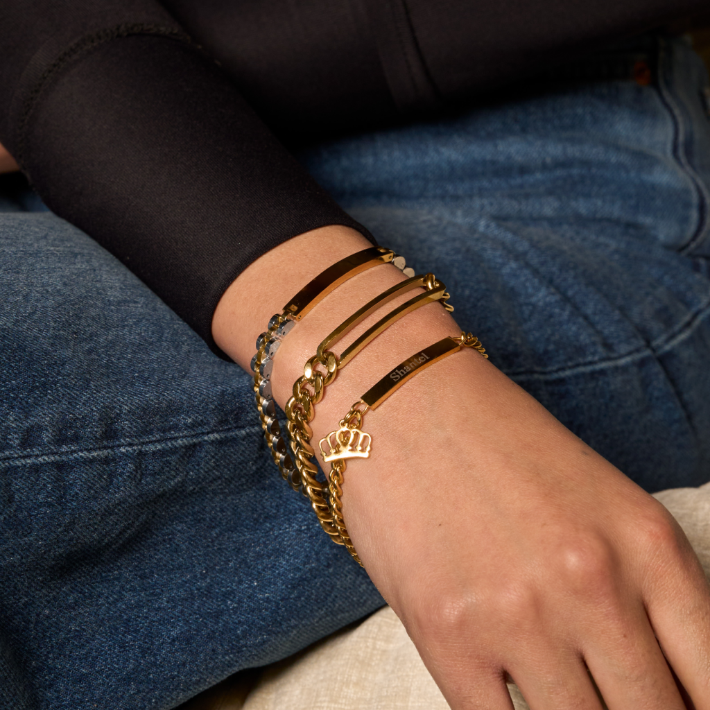 Royal Cuban Engraved Bar Bracelet