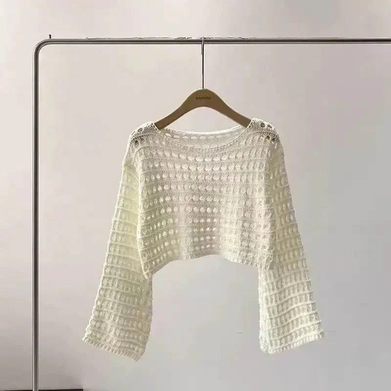 Boho Crochet Knit Crop Top for Summer Beach