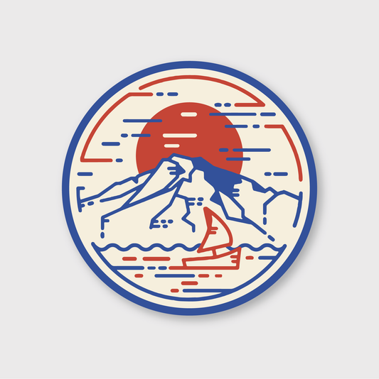 Mountain Sunset Sailboat Sticker