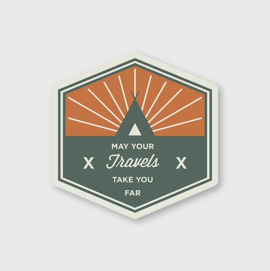 Travels Tent Badge Sticker
