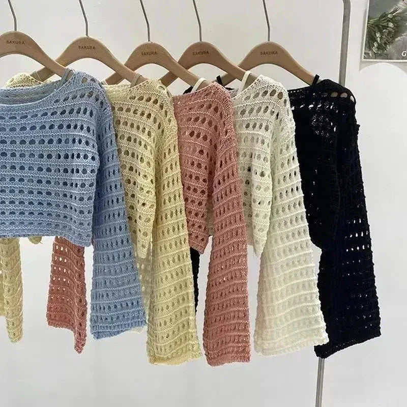 Boho Crochet Knit Crop Top for Summer Beach