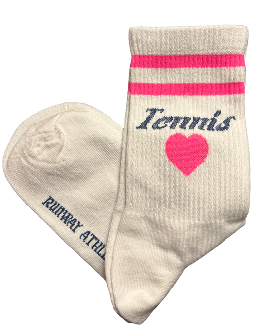 Tennis Heart Socks - Pink/Navy