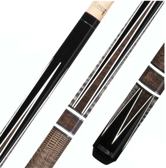K2 Cue Gloss Black, Rosewood, Snakewood Point Design, Brown Embossed Embossed Lizard Wrap