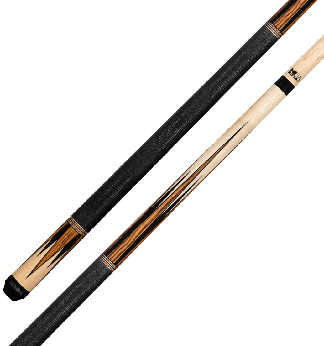 K2 Cue Gloss Natural, Bocote/Black 8pt. Black Embossed Lizard Wrap