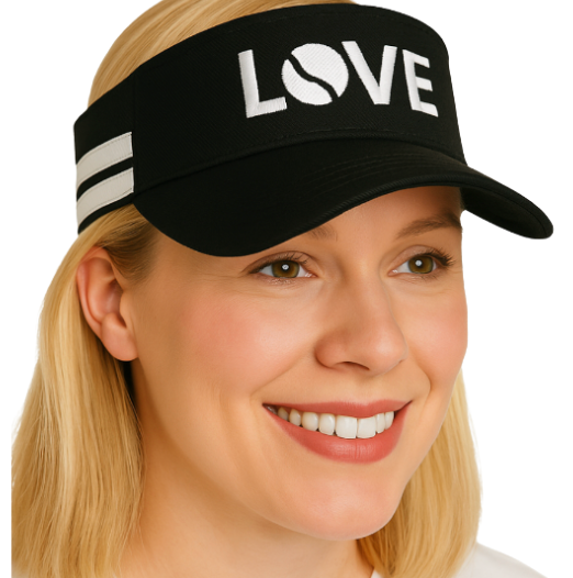 Striped Cotton Canvas LOVE Visor -Black with White LOVE