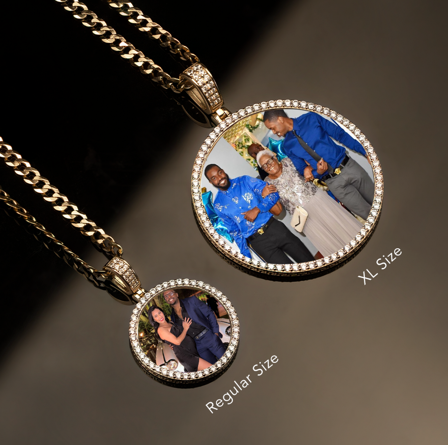 XL Iced Out Photo Pendant w/ Cuban Chain