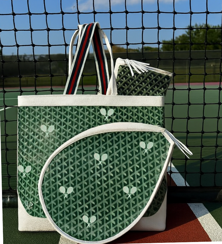 Whimsy Tennis Bag - Boutique Vintage Vibe Green