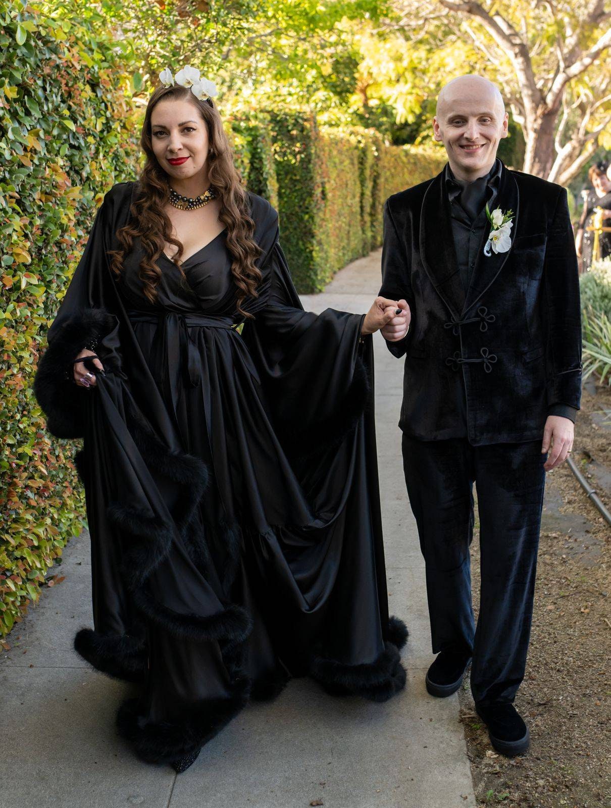 Silky Satin Victorian Feather Fringe Robe Dress