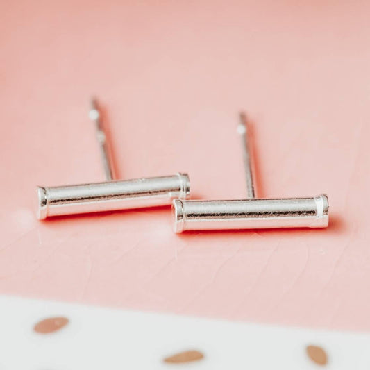 Silver Bar Stud Earrings