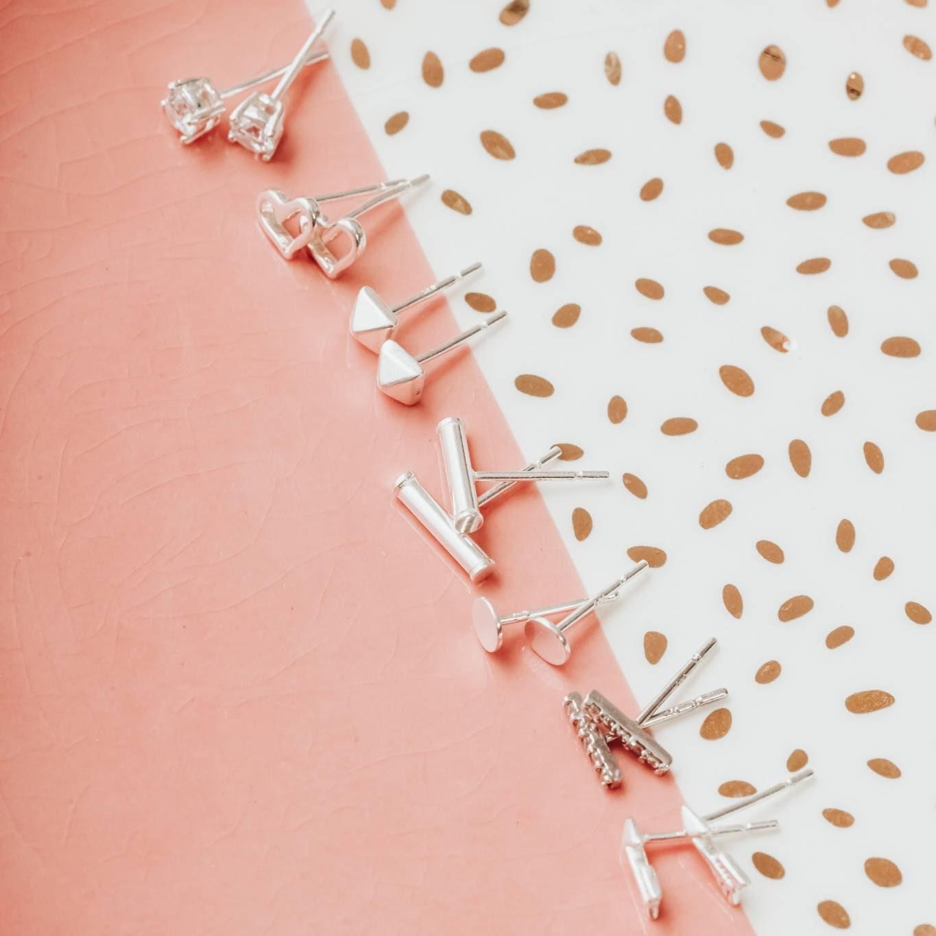 Silver Open Heart Stud Earrings