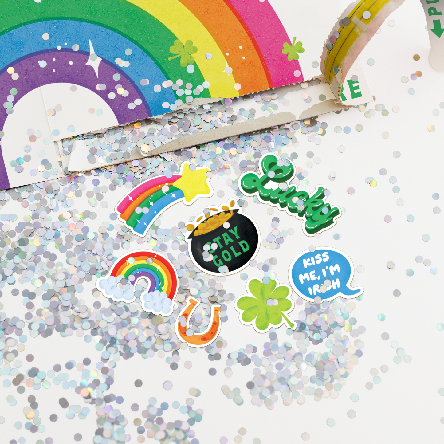 Endless Bagpipes St. Patricks Day Card with Glitter and Sticker Surprise