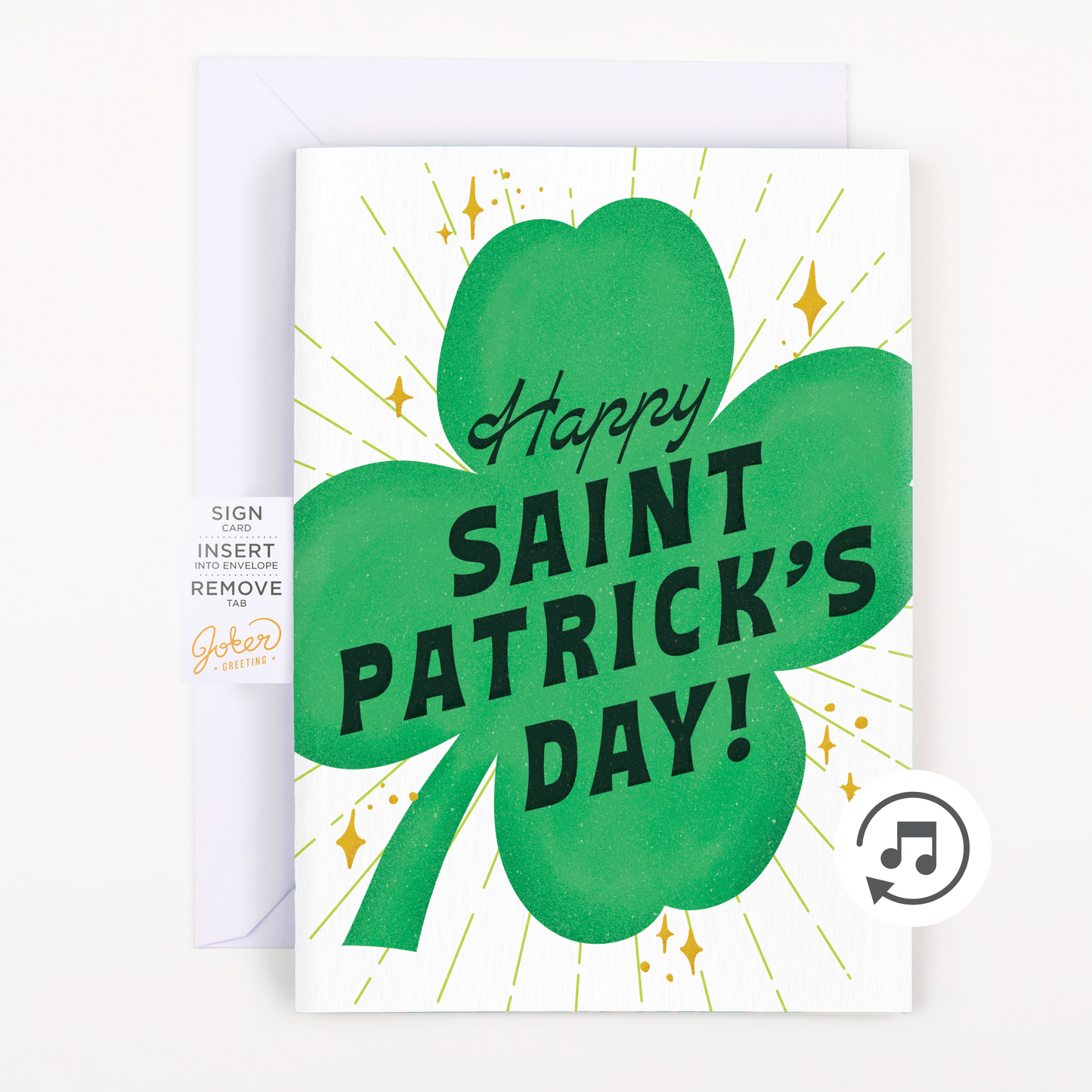 Endless Bagpipes St. Patricks Day Card with Glitter and Sticker Surprise