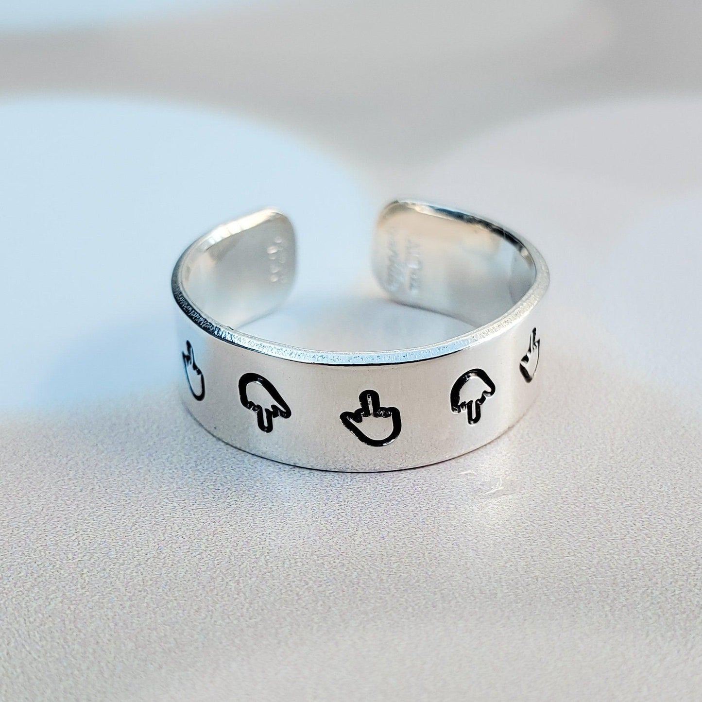 Sterling Silver Dainty Middle Finger Band Ring