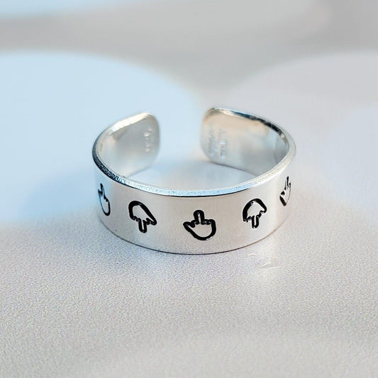 Sterling Silver Dainty Middle Finger Band Ring