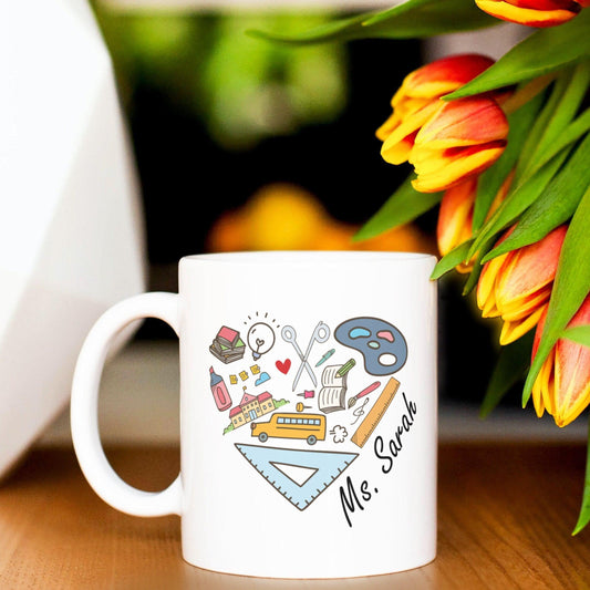 Sweet Personalized Heart Teacher Mug