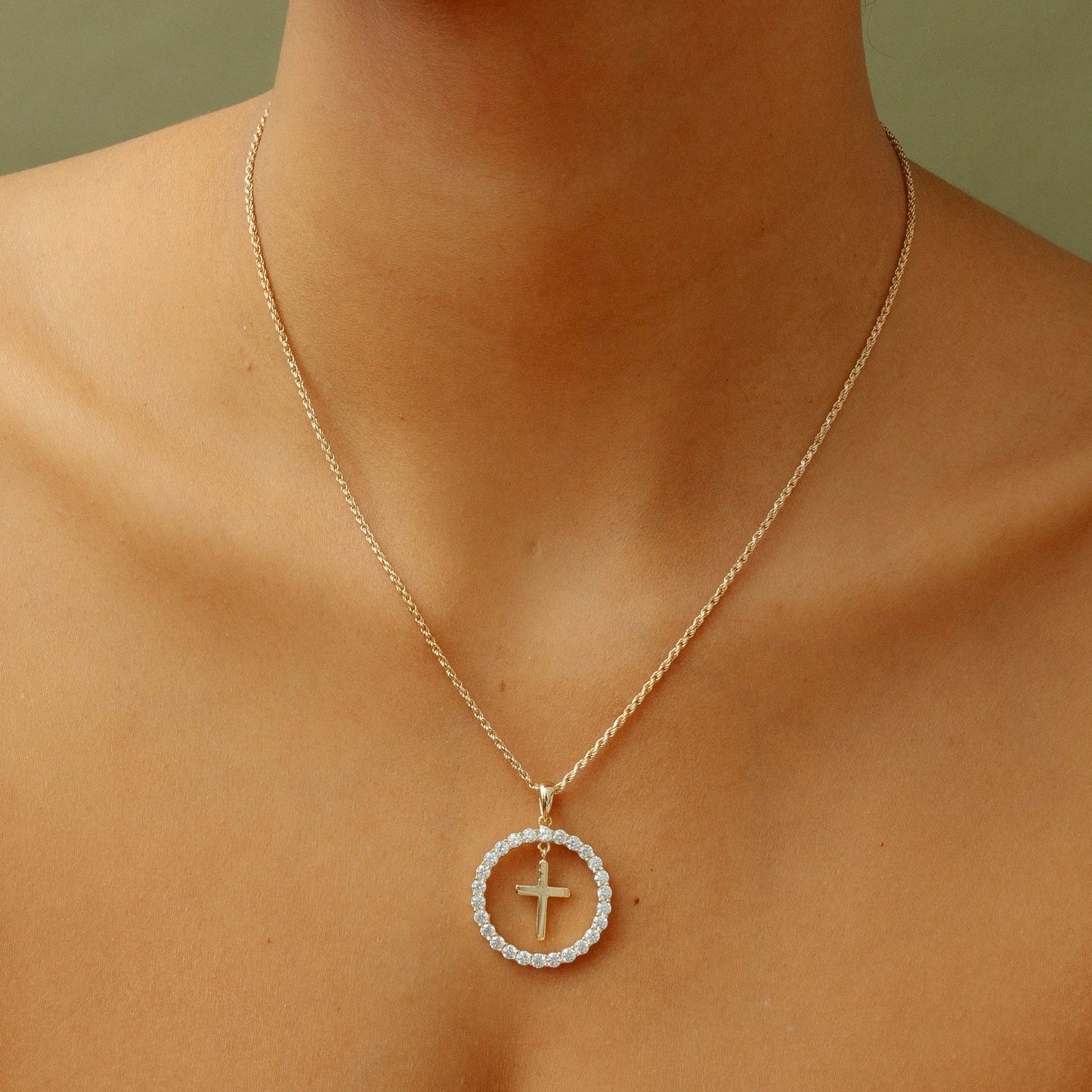 The Iced Coin With Dangling Cross Pendant