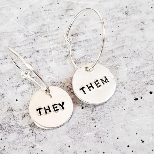 THEY/THEM Pronoun Hoop Earrings