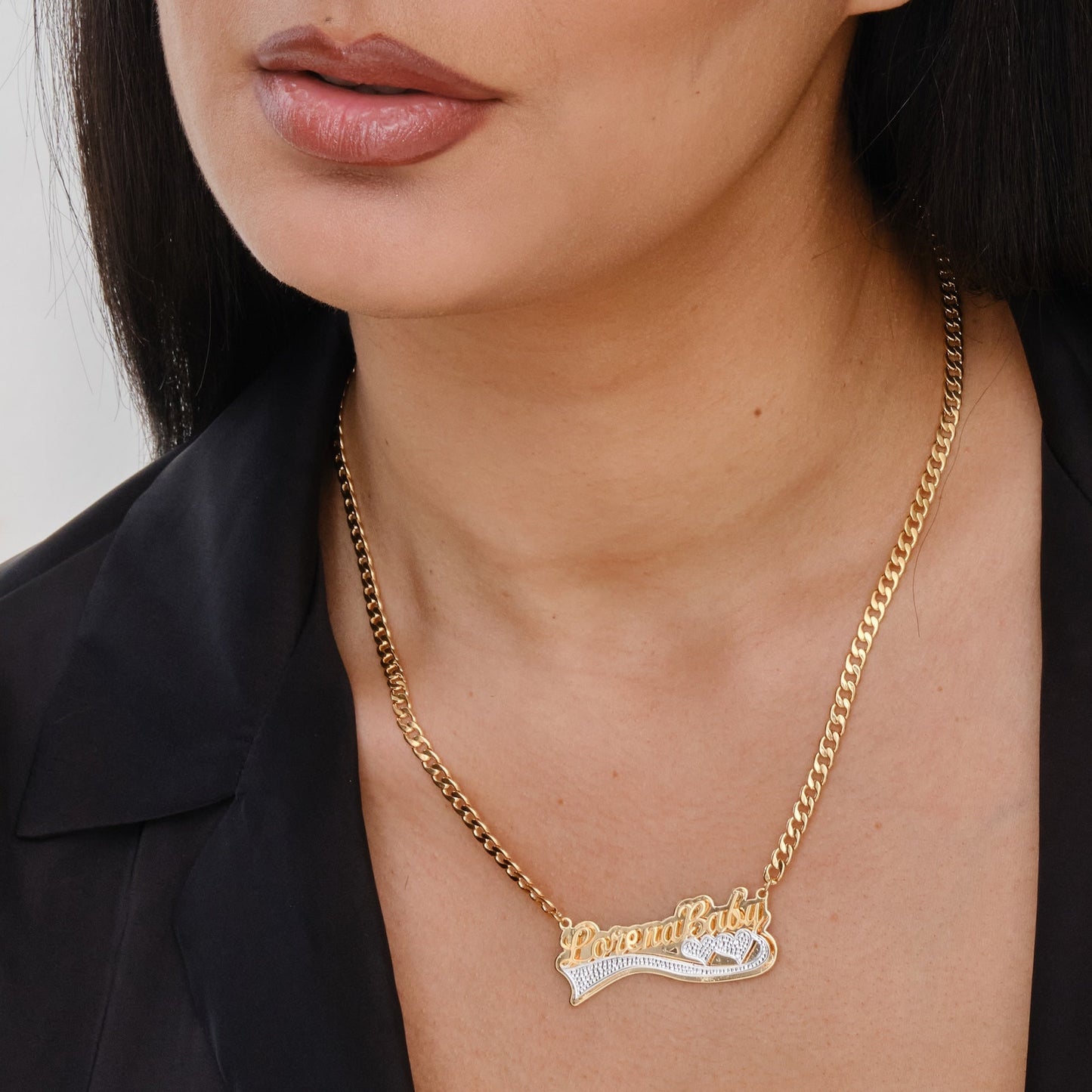 Double Plated Love Curve Name Necklace