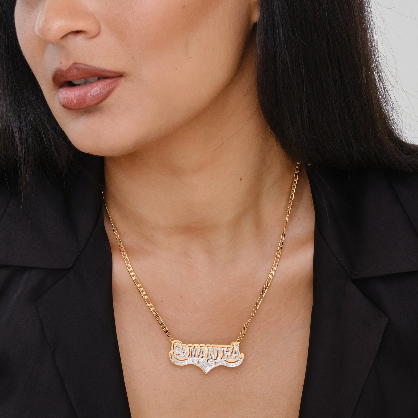 Double Plated HeartCrest Name Necklace