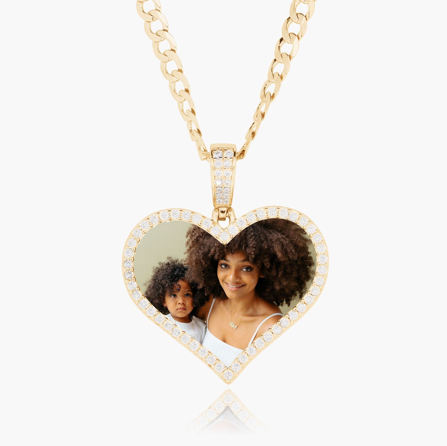 Iced Out Heart Photo Pendant